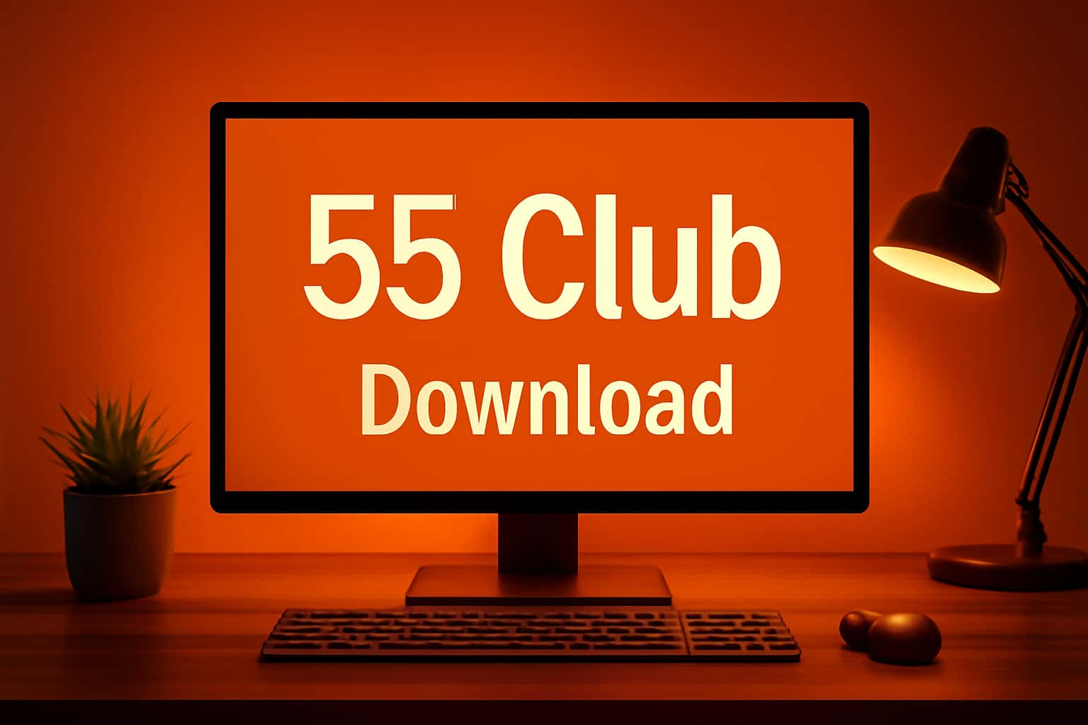 An informational scene illustrating the 55 Club download process with a focus on the app.