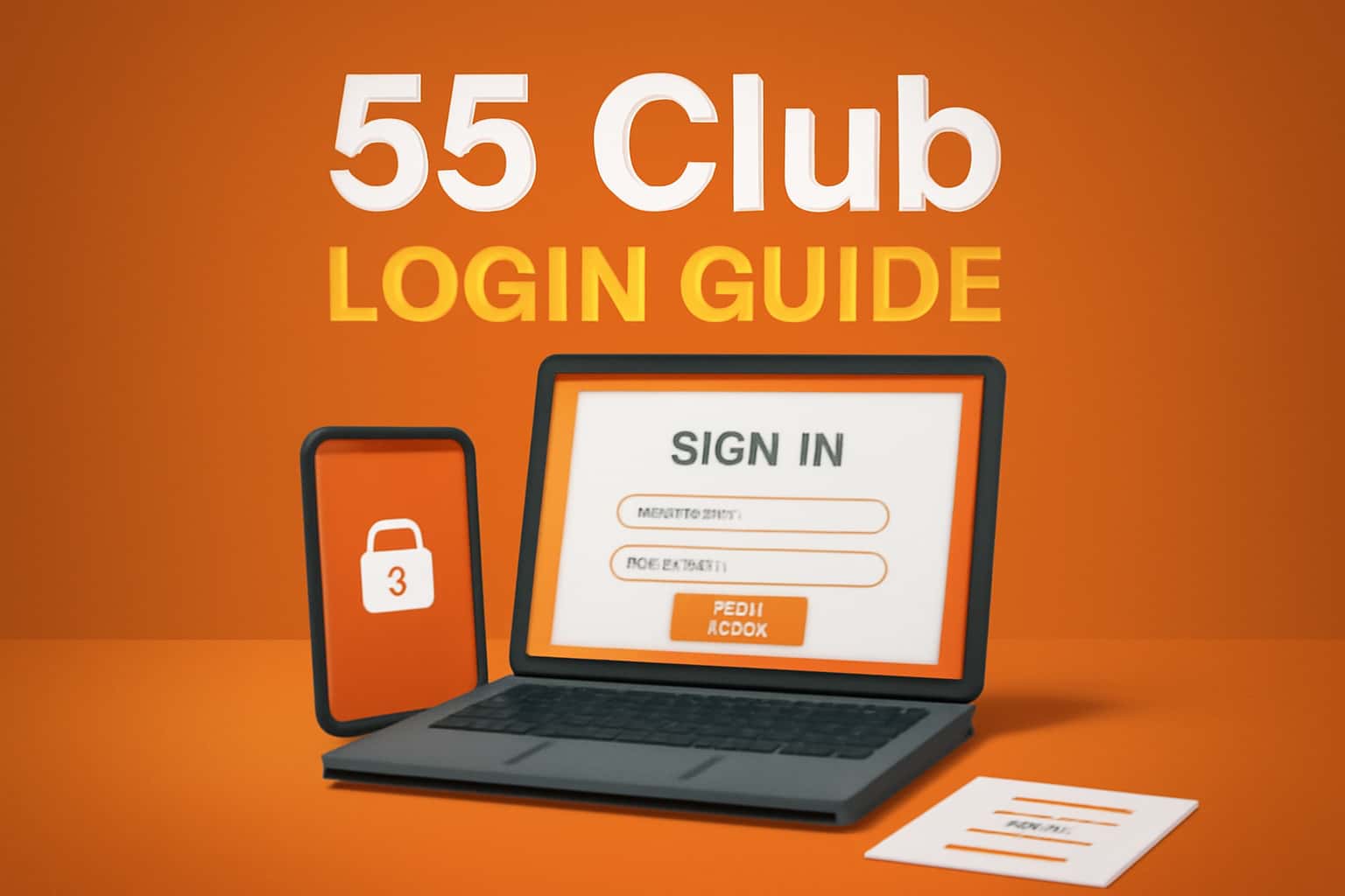 Illustration of 55 Club Login process with a futuristic theme.