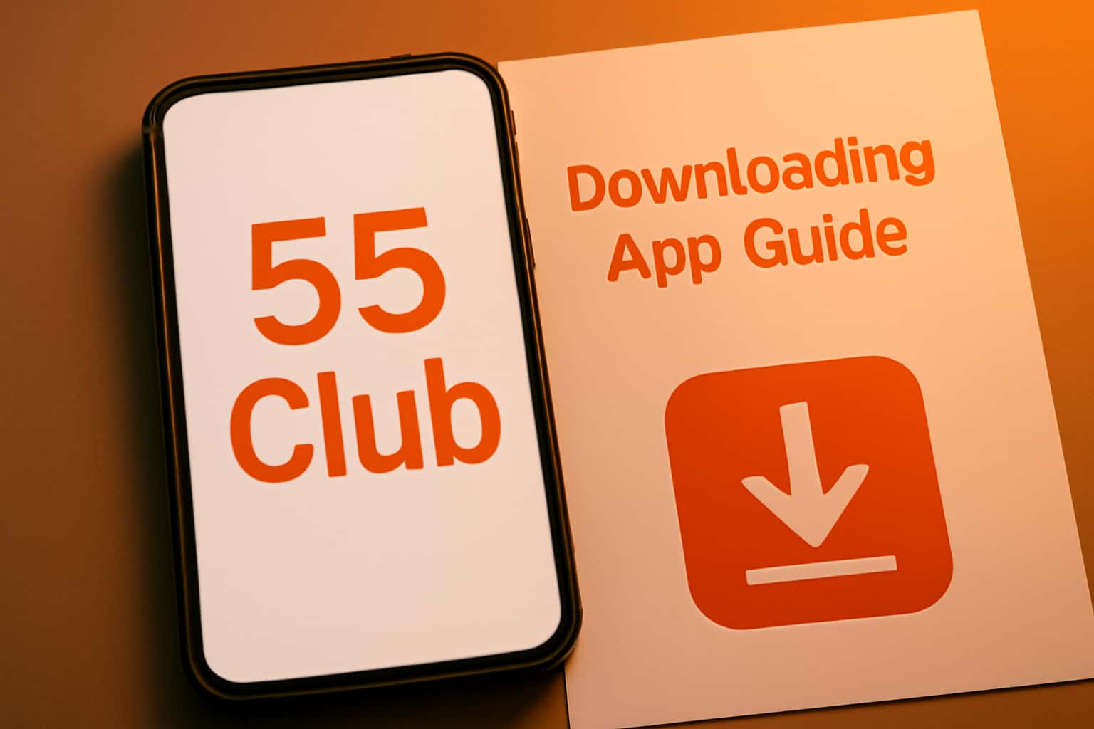 An informational scene about the 55 Club app download guide.
