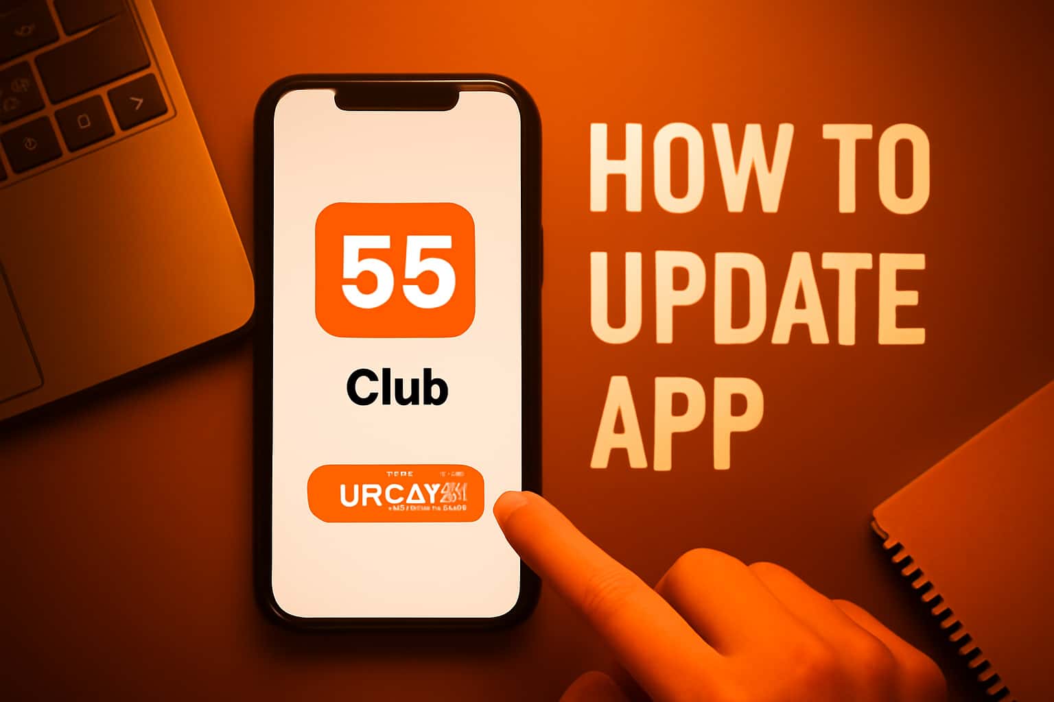An informational graphic displaying the process to update the 55 Club App, with a focus on usability.