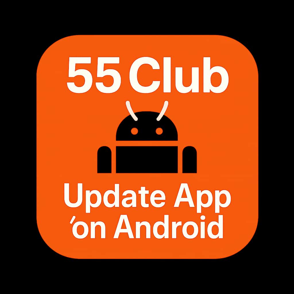 Icon badge for the 55 Club app update guide.